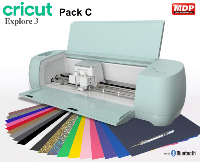  Cricut Explore 3 - Vinyl Starter Kit  Includes Explore 3 Smart  Cutting Machine, Permanent Vinyl Sampler Pack (40 Colors), 12ft roll of  Transfer Tape, 5-Piece Craft Tool Kit, & 3 Machine Mats